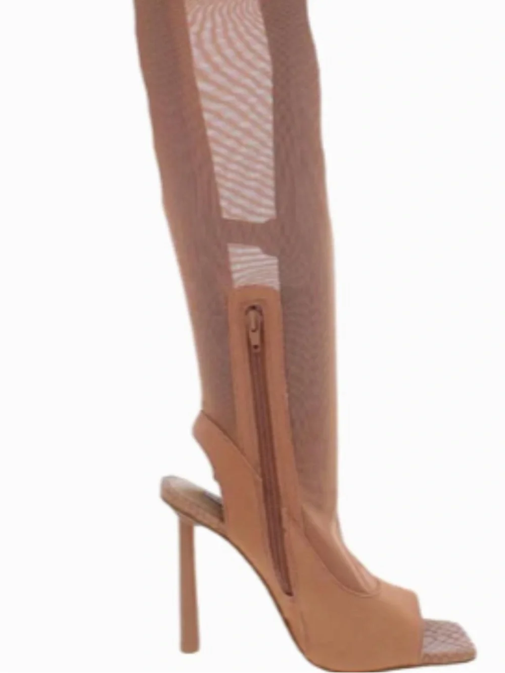Steve Madden Beverly Women’s Open-Toe Mesh Knee-High Boot in Blush